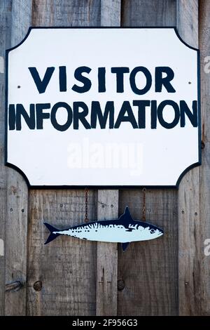 Panneau d'information aux visiteurs à Lunenburg, en Nouvelle-Écosse, Canada. La ville est l'emplacement du Musée des pêches de l'Atlantique et d'un t de pêche en activité Banque D'Images