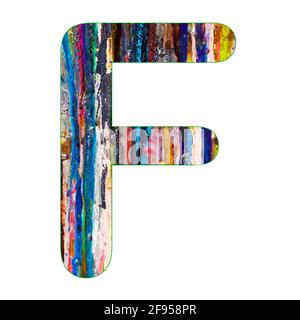 Lettre F de l'alphabet - fond coloré d'éclaboussures de peinture Banque D'Images