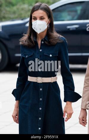 Madrid, Espagne. 16 avril 2021. La reine Letizia d'Espagne assiste à une réunion sur le rôle des femmes dans l'internationalisation de l'économie espagnole à Madrid. Crédit : SOPA Images Limited/Alamy Live News Banque D'Images