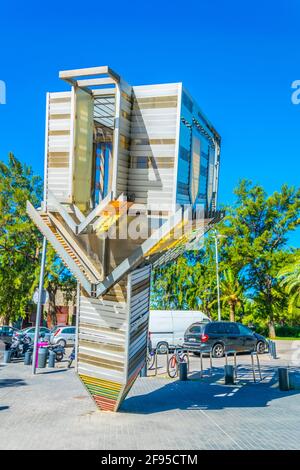 Statue d'une église à l'envers à Palma de Majorque, Espagne Banque D'Images