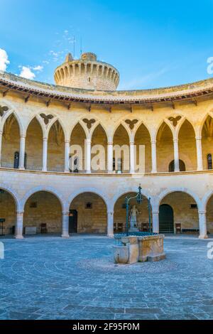 Cour intérieure de Castell de Bellver à Palma de Majorque, Espagne Banque D'Images