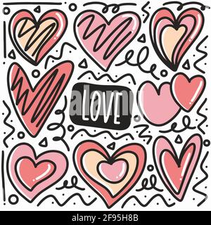 ensemble de nouilles amour dessinées à la main Illustration de Vecteur