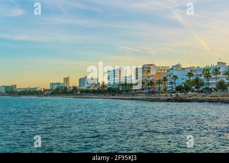 Vue sur la mer de Cala Millor, Majorque, Espagne Banque D'Images