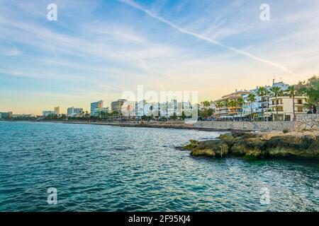 Vue sur la mer de Cala Millor, Majorque, Espagne Banque D'Images