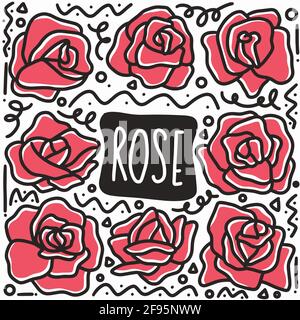 ensemble de nouilles roses dessinées à la main Illustration de Vecteur