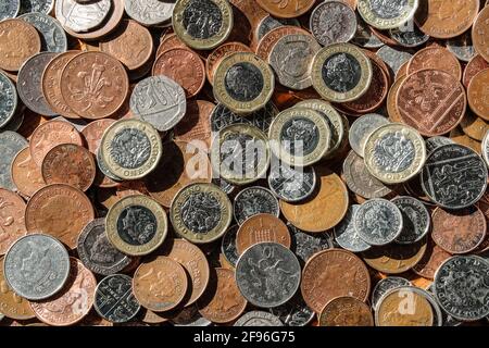 Pièces métriques britanniques Banque D'Images