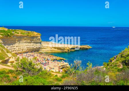 Vue sur la piscine de Saint Pierre près de Marsaxlokk, Malte Banque D'Images