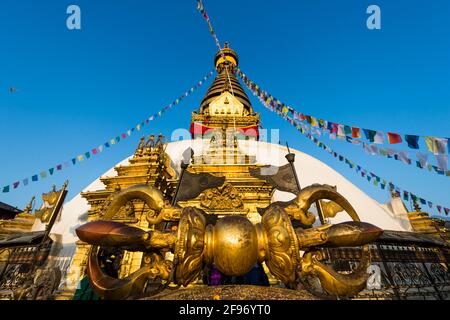 Le temple de singe Swayambhunath stupa Banque D'Images