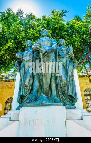 Grand monument de siège à la Valette, Malte Banque D'Images