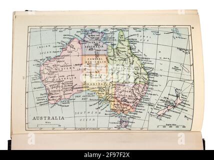 Carte de l'Australie dans la nouvelle Encyclopédie standard et l'Atlas du monde, publié par Odhams en 1932 Banque D'Images