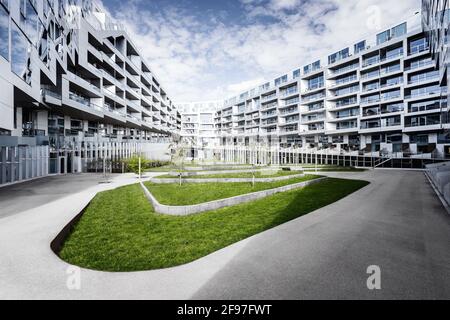 8 Maison à Copenhague par l'architecte Bjarke Ingels Group, Danemark Banque D'Images