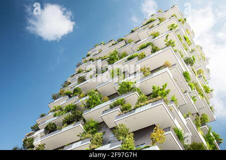 Bosco Verticale Green Skyscrapers à Milan, Lombardie, Italie, Europe Banque D'Images