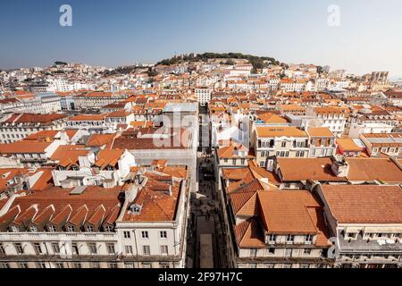 Vue sur le centre-ville et Castelo de Sao Jorge à Lisbonne, Portugal, Europe Banque D'Images