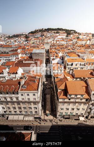 Vue sur le centre-ville et Castelo de Sao Jorge à Lisbonne, Portugal, Europe Banque D'Images