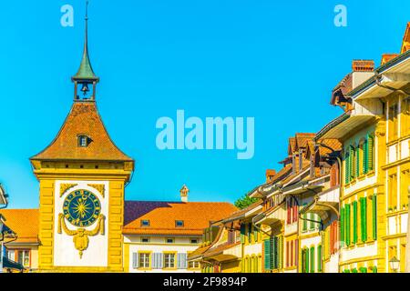 Porte de Berne au centre historique de Murten, Suisse Banque D'Images