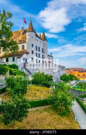 Château blanc de Nyon en Suisse Banque D'Images