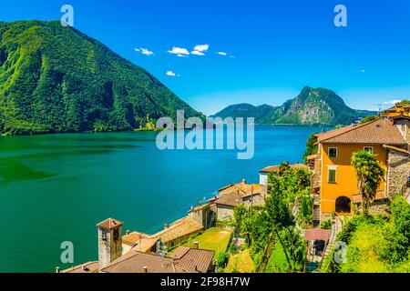 Village de Gandria près de Lugano, Suisse Banque D'Images