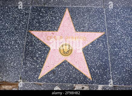 Hollywood, Californie, États-Unis 14 avril 2021 UNE vue générale de l'atmosphère de l'acteur Cesar Romero's Star sur le Hollywood Walk of Fame le 14 avril 2021 à Hollywood, Californie, États-Unis. Photo par Barry King/Alay stock photo Banque D'Images