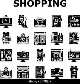 Achat en ligne App Collection Icons Set Vector Illustration de Vecteur