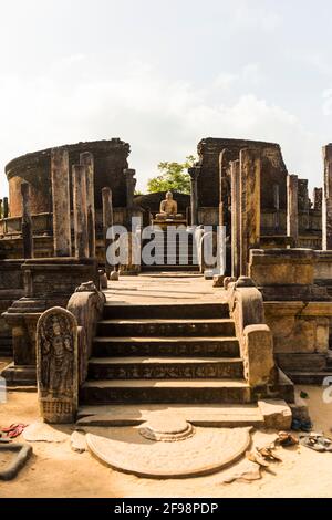 Sri Lanka, Poonnaruwa, Temple de Hatage Banque D'Images