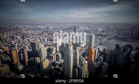 Vue aérienne grand angle sur Manhattan New York - voyage photographie Banque D'Images