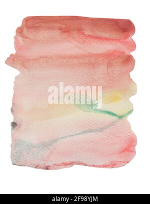 Aquarelle et spray sur papier blanc , Résumé fond à la main dessiné jaune avec rose avec rouge et orange liquide goutte isolé Banque D'Images
