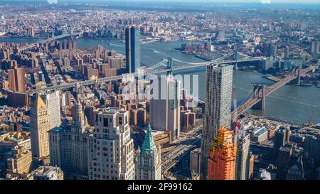 Vue aérienne grand angle sur Manhattan New York - voyage photographie Banque D'Images