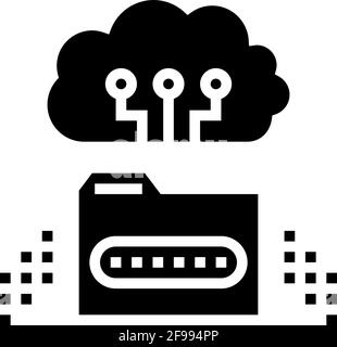 illustration vectorielle de l'icône du glyphe d'éducation de la bibliothèque de stockage cloud Illustration de Vecteur