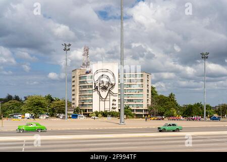 Ministère de l'information de la Plaza de la Revolución dans le district de Vedado, province de la Havane, Cuba Banque D'Images