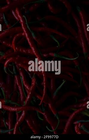 Des tas de piments rouges sur le marché. Banque D'Images