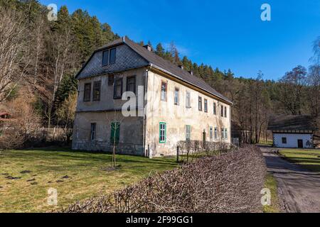 Le monastère de Paulinzella en Thuringe est une ancienne abbaye bénédictine et est l'un des plus importants bâtiments romains d'Allemagne. Banque D'Images