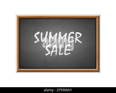 Vente d'été écrite sur un tableau noir. Illustration vectorielle. Banque D'Images
