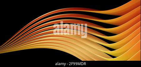 Abstrait objet 3D moderne et élégant avec lignes superposées et courbes fluides, design en forme de vague, rendu d'illustration d'arrière-plan Banque D'Images