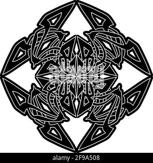 mandala abstrait gothique sombre isolé dans le style médiéval des vikings celtiques Illustration de Vecteur