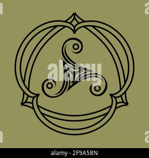 le symbole celtique païen triskele est en forme de monture nouée, de tatouage ou d'imprimé Illustration de Vecteur