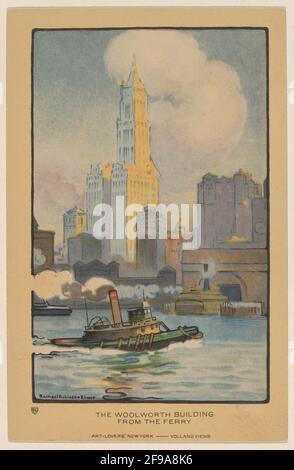 Le Woolworth Building depuis le Ferry, 1914. Banque D'Images