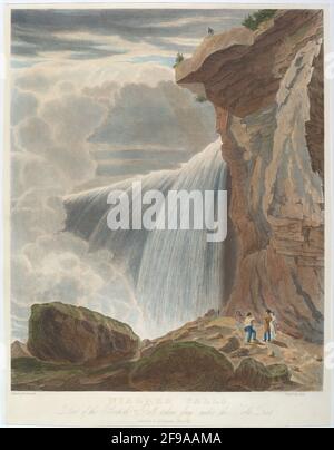 Niagara Falls de Under Table Rock, 1829. Banque D'Images