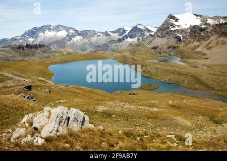 Laghi Pian Rosset, Colle del Nivolet, Parco Nazioanle del Gran Pardiso Banque D'Images