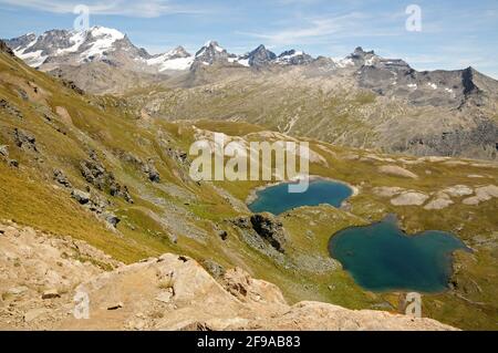 Laghi Pian Rosset, Colle del Nivolet, Parco Nazioanle del Gran Pardiso Banque D'Images