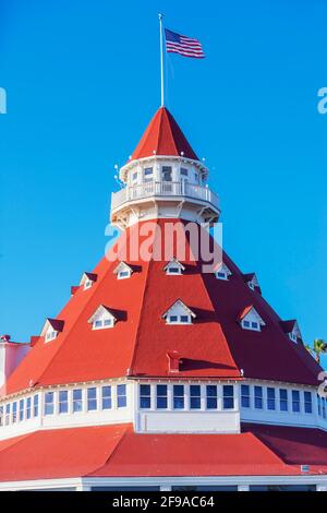 Hotel del Coronado toit, San Diego, Californie, États-Unis, Amérique du Nord Banque D'Images