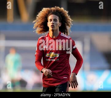 Manchester, Angleterre, 16 avril 2021. Hannibal Mejbri de Manchester United lors du match de la Ligue de développement professionnel à l'Academy Stadium de Manchester. Le crédit photo devrait se lire: Andrew Yates / Sportimage Banque D'Images