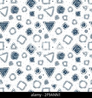 Motif abstrait sans couture avec formes géométriques : carrés, triangles et points. Texture géométrique sans fin dessinée à la main. Partie de l'ensemble. Partie de l'ensemble. Illustration de Vecteur