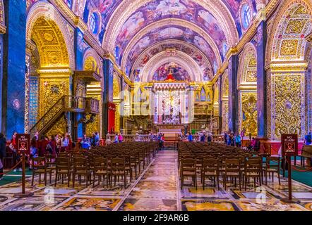 VALETTE, MALTE, 3 MAI 2017 : intérieur de la co-cathédrale Saint-Jean à la Valette, Malte Banque D'Images