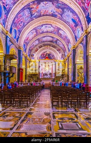 VALETTE, MALTE, 3 MAI 2017 : intérieur de la co-cathédrale Saint-Jean à la Valette, Malte Banque D'Images