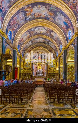 VALETTE, MALTE, 3 MAI 2017 : intérieur de la co-cathédrale Saint-Jean à la Valette, Malte Banque D'Images