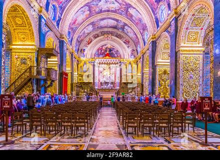 VALETTE, MALTE, 3 MAI 2017 : intérieur de la co-cathédrale Saint-Jean à la Valette, Malte Banque D'Images