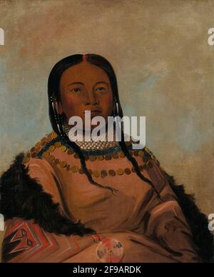 Wi-lóOh-tah-eeh-Tcháh-ta-máh-nee, Red Thing qui touche la marche, fille de Black Rock, 1832. Banque D'Images