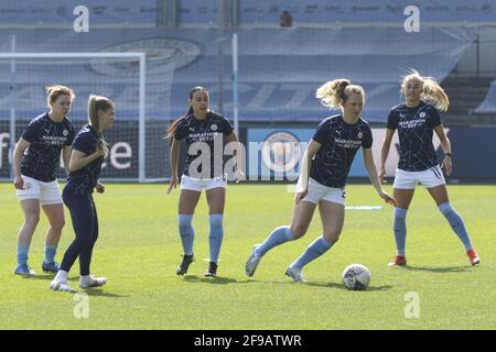 Manchester, Royaume-Uni. 17 avril 2021. Manchester City lors du quatrième tour de la coupe Womens FA Cup entre Manchester City et Aston Villa au stade Academy, Royaume-Uni crédit: SPP Sport Press photo. /Alamy Live News Banque D'Images