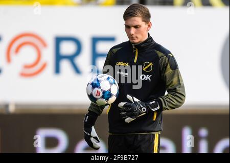 BREDA, PAYS-BAS - AVRIL 16 : gardien de but Pepijn van de Merbel de NAC Breda pendant le match néerlandais de Keukenkampidivisioenie entre Roda JC et FC Dordre Banque D'Images