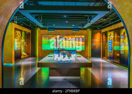 LAUSANNE, SUISSE, 19 JUILLET 2017 : intérieur du musée International olympique de Lausanne, Suisse Banque D'Images